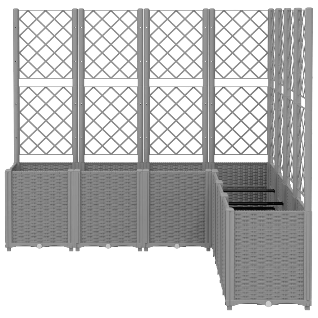 Vrtna sadilica s rešetkom svjetlosiva 160 x 160 x 140 cm PP