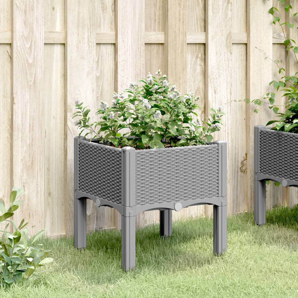 Vrtna sadilica s nogama svjetlosiva 40 x 40 x 42 cm PP