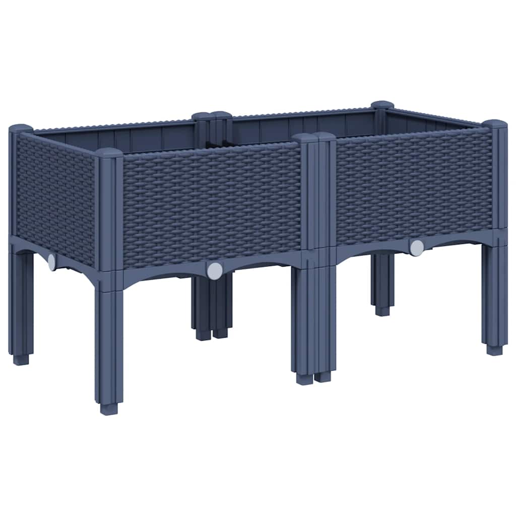 Vrtna sadilica s nogama plava siva 80 x 40 x 42 cm PP