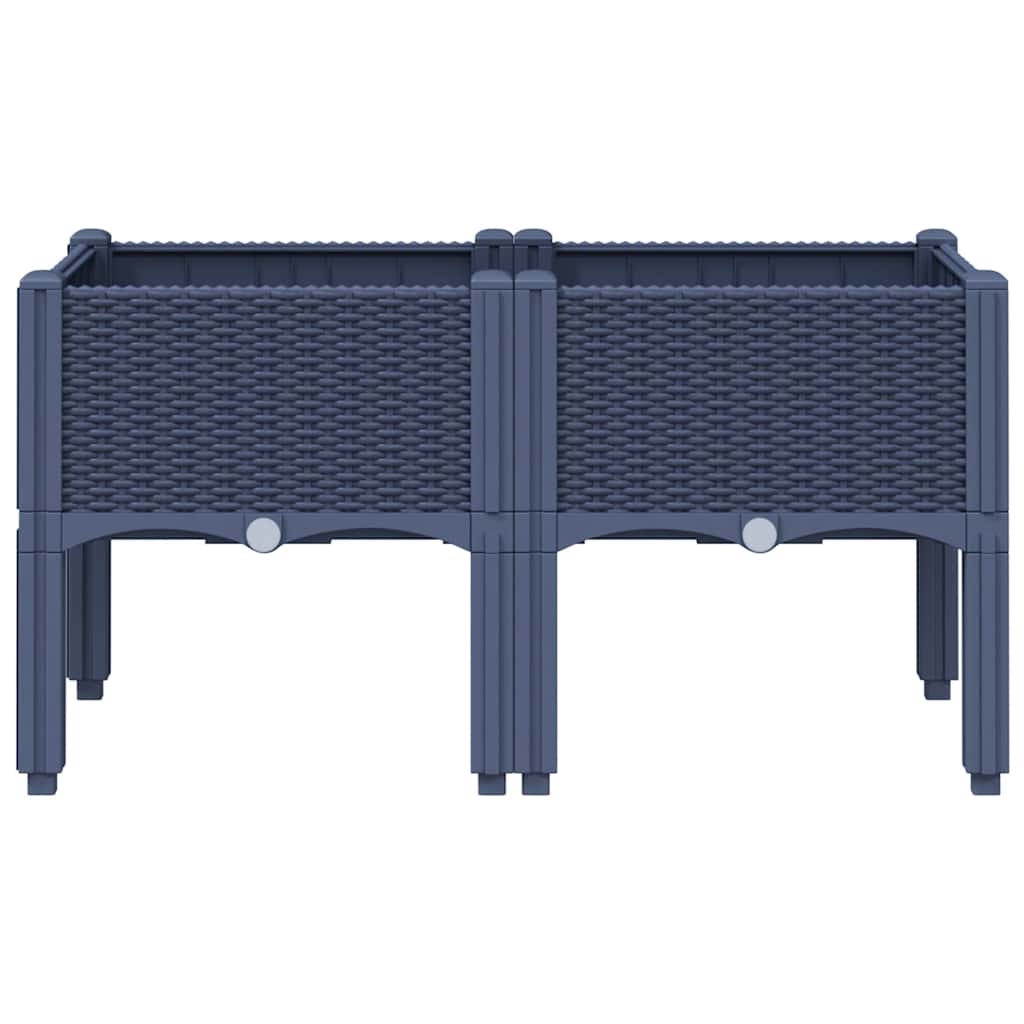Vrtna sadilica s nogama plava siva 80 x 40 x 42 cm PP