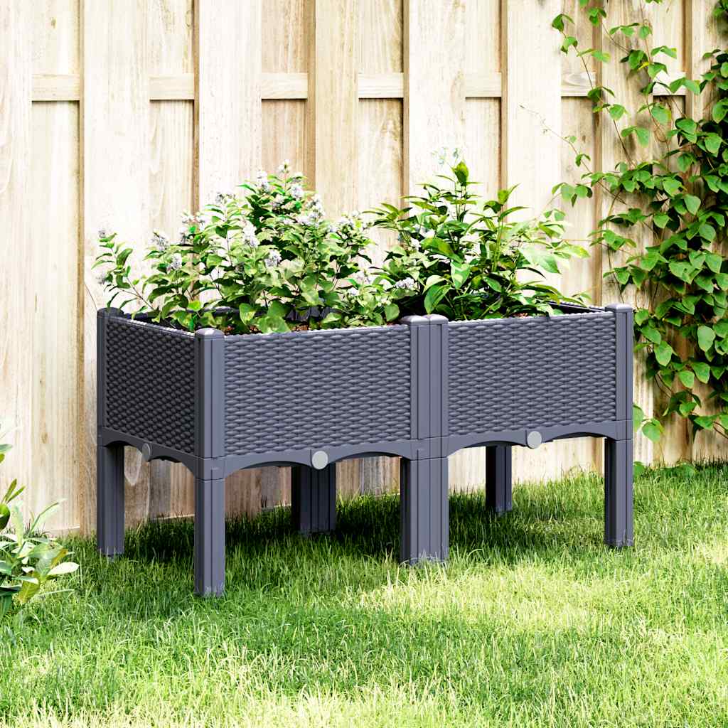 Vrtna sadilica s nogama plava siva 80 x 40 x 42 cm PP