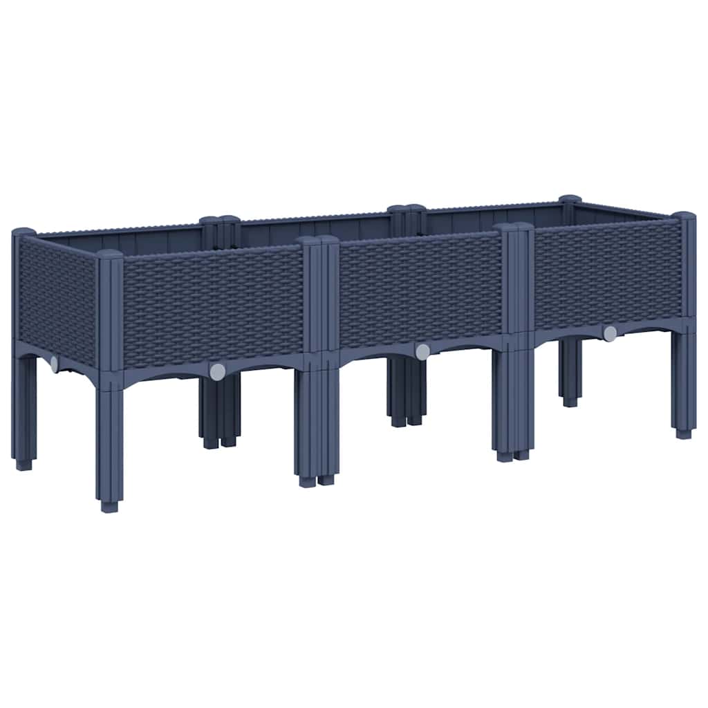 Vrtna sadilica s nogama plava siva 120 x 40 x 42 cm PP