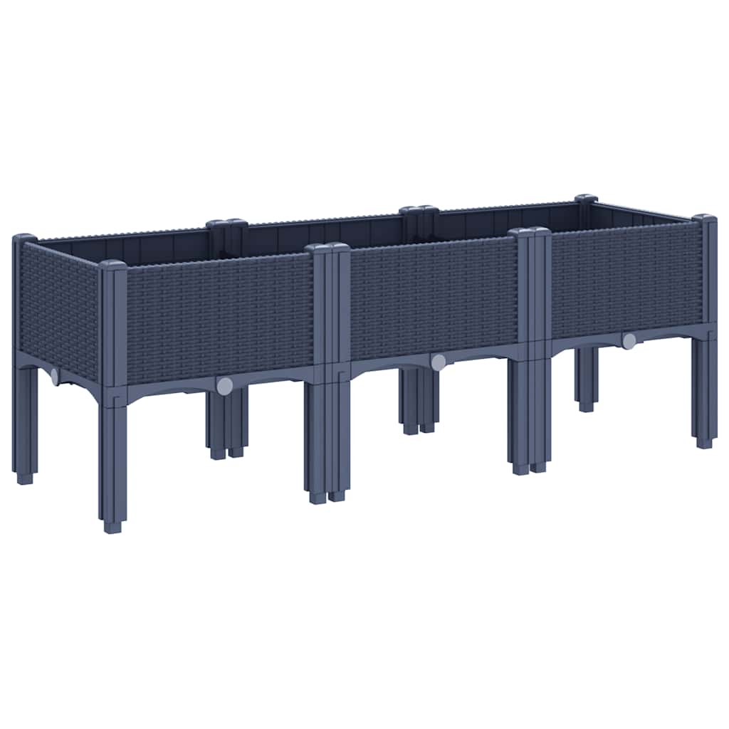 Vrtna sadilica s nogama plava siva 120 x 40 x 42 cm PP