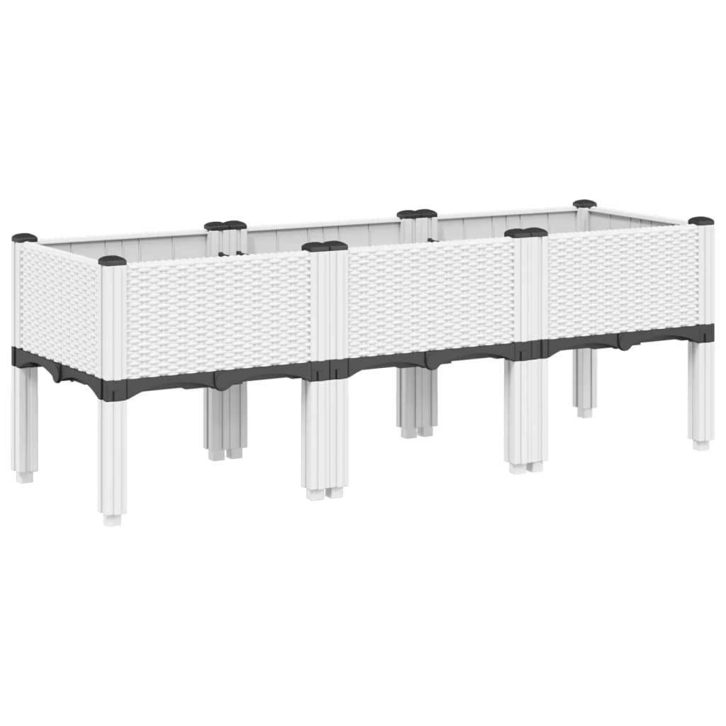 Vrtna sadilica s nogama bijela 120 x 40 x 42 cm PP