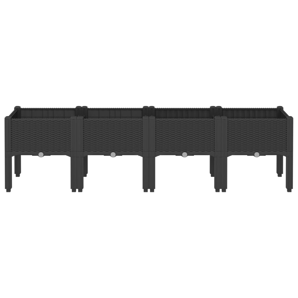 Vrtna sadilica s nogama crna 160 x 40 x 42 cm PP