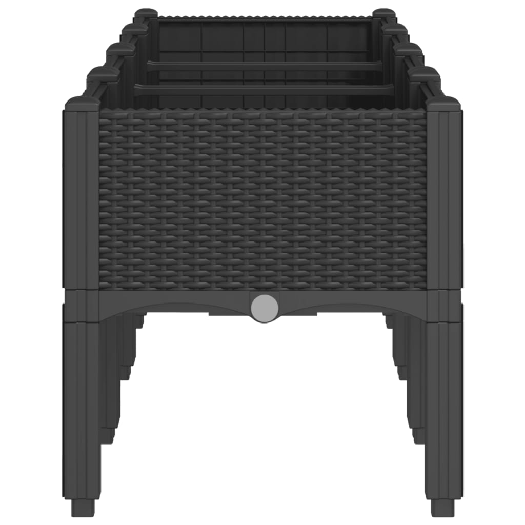 Vrtna sadilica s nogama crna 160 x 40 x 42 cm PP