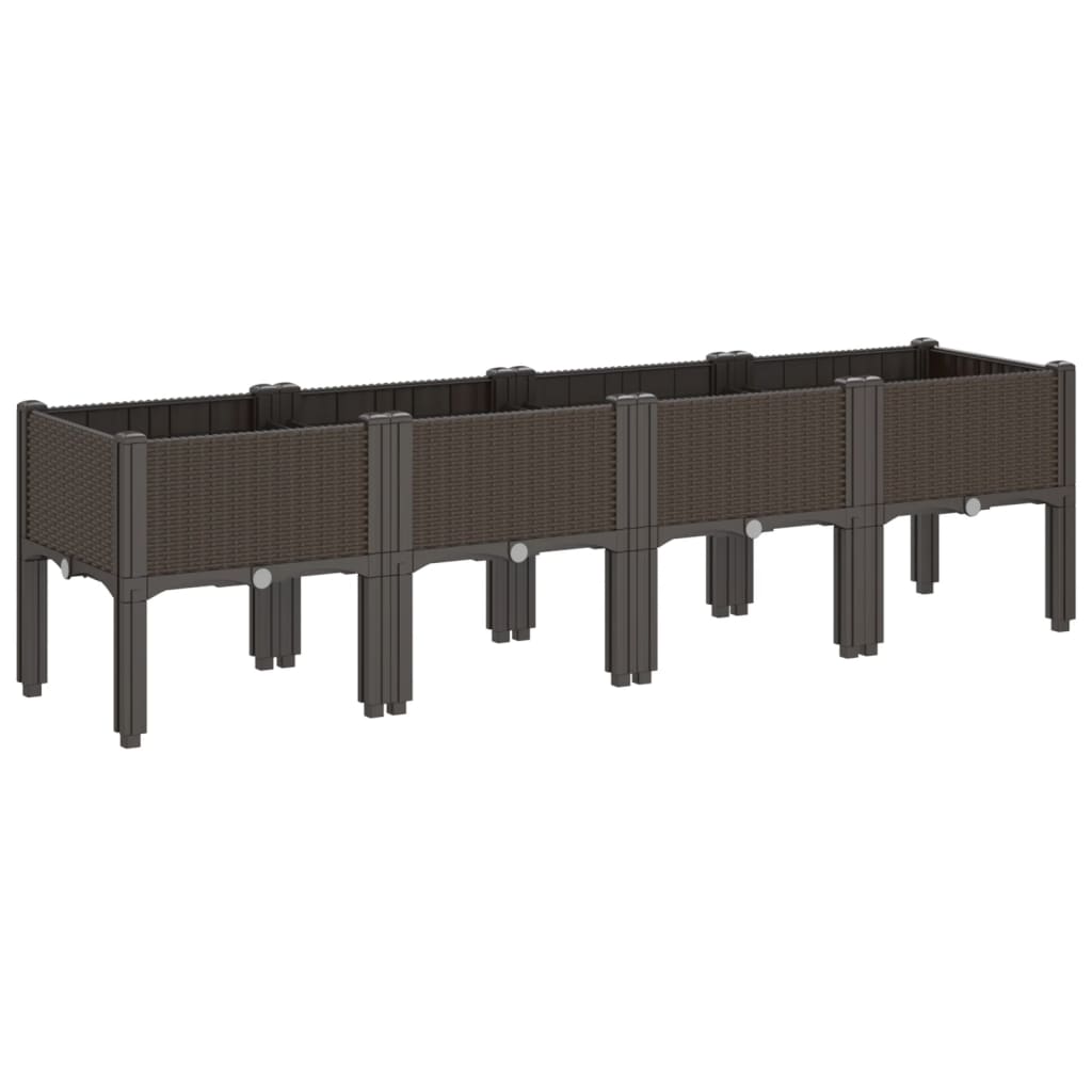 Vrtna sadilica s nogama smeđa 160 x 40 x 42 cm PP