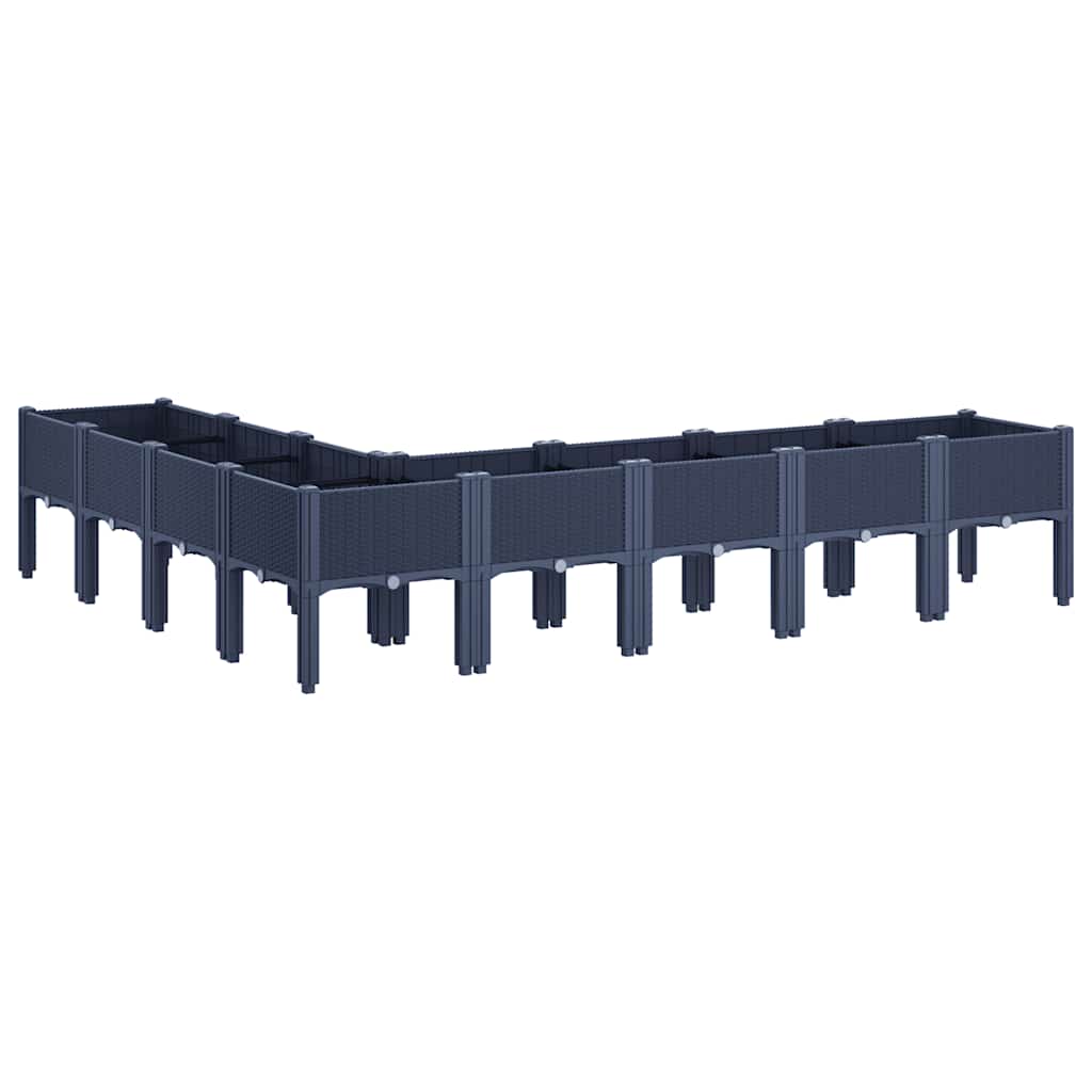 Vrtna sadilica s nogama plava siva 200 x 160 x 42 cm PP