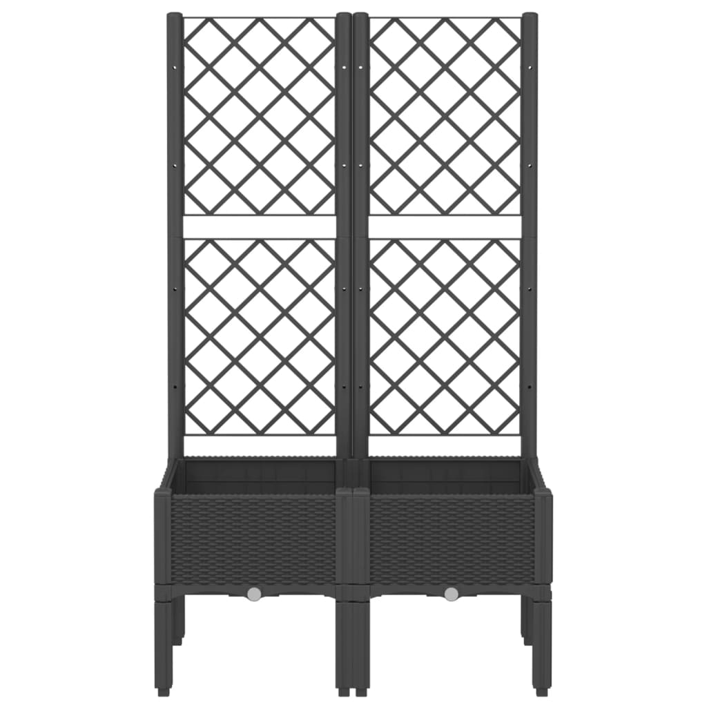Vrtna sadilica s rešetkom crna 80 x 40 x 142 cm PP