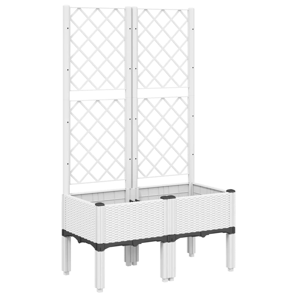 Vrtna sadilica s rešetkom bijela 80 x 40 x 142 cm PP