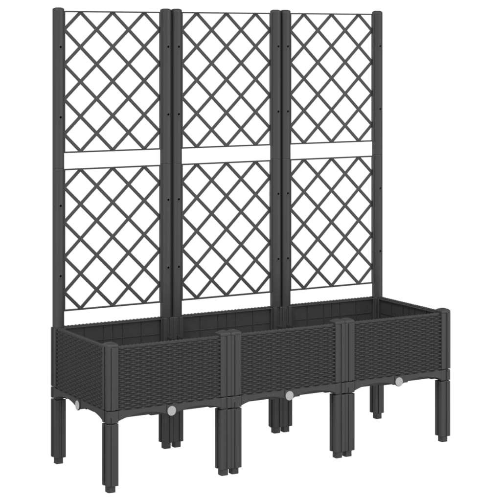 Vrtna sadilica s rešetkom crna 120 x 40 x 142 cm PP