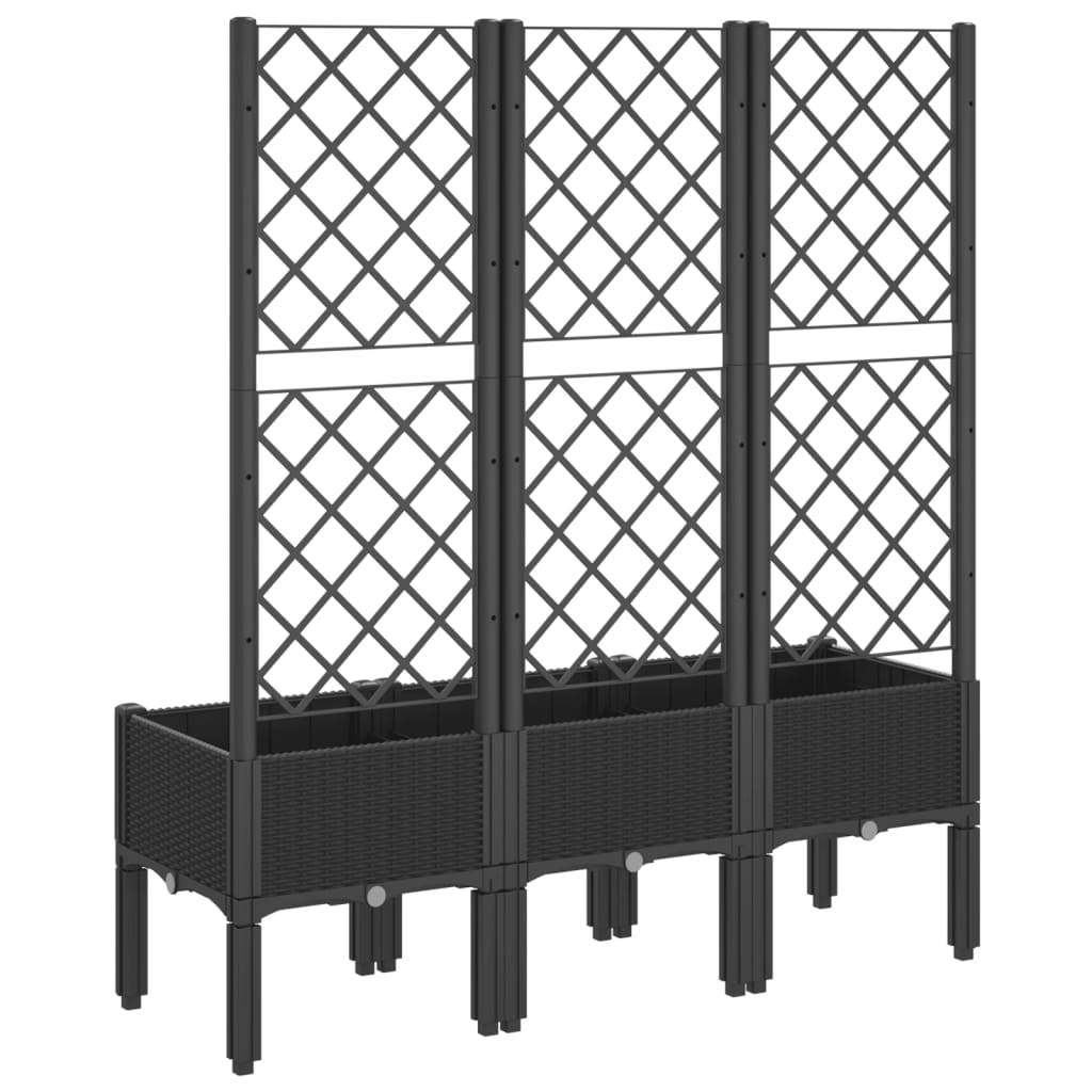 Vrtna sadilica s rešetkom crna 120 x 40 x 142 cm PP