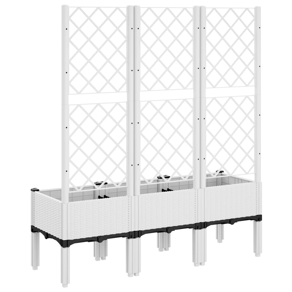 Vrtna sadilica s rešetkom bijela 120 x 40 x 142 cm PP