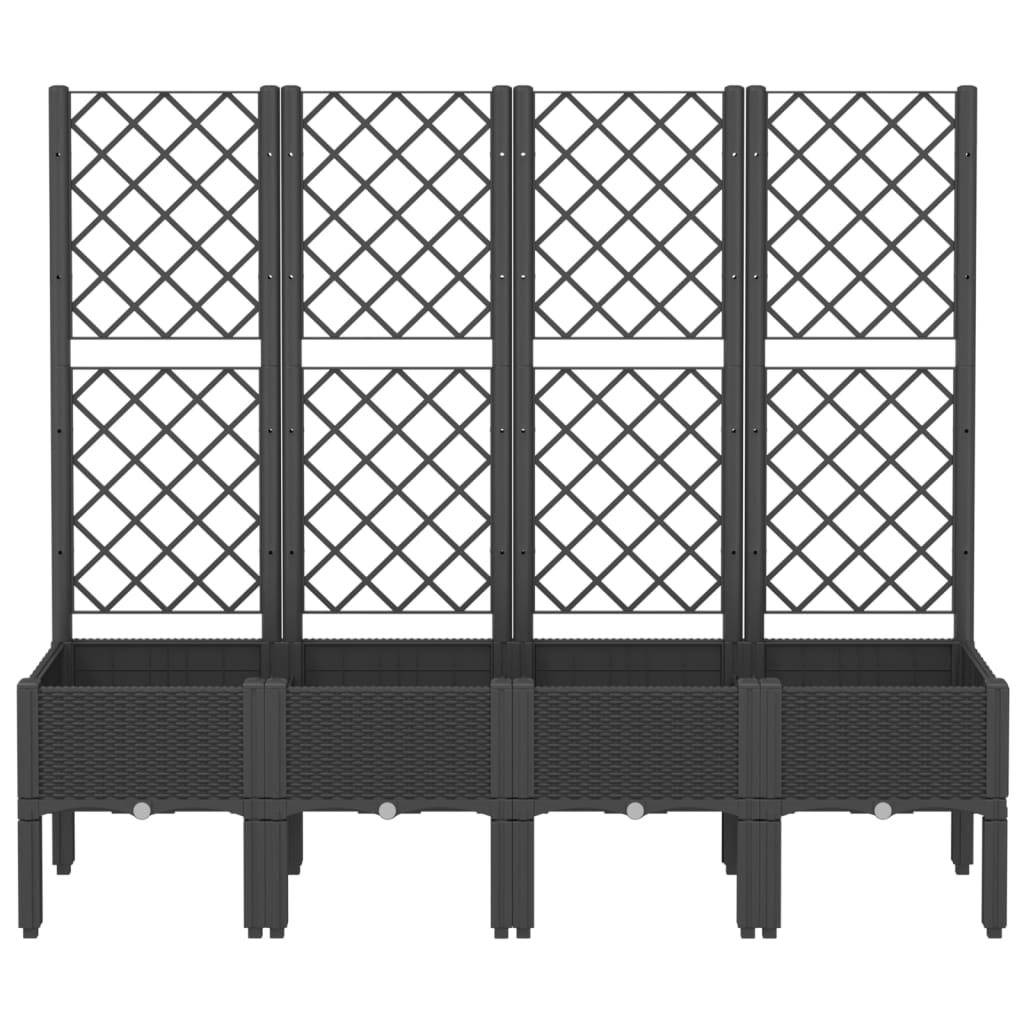 Vrtna sadilica s rešetkom crna 160 x 40 x 142 cm PP