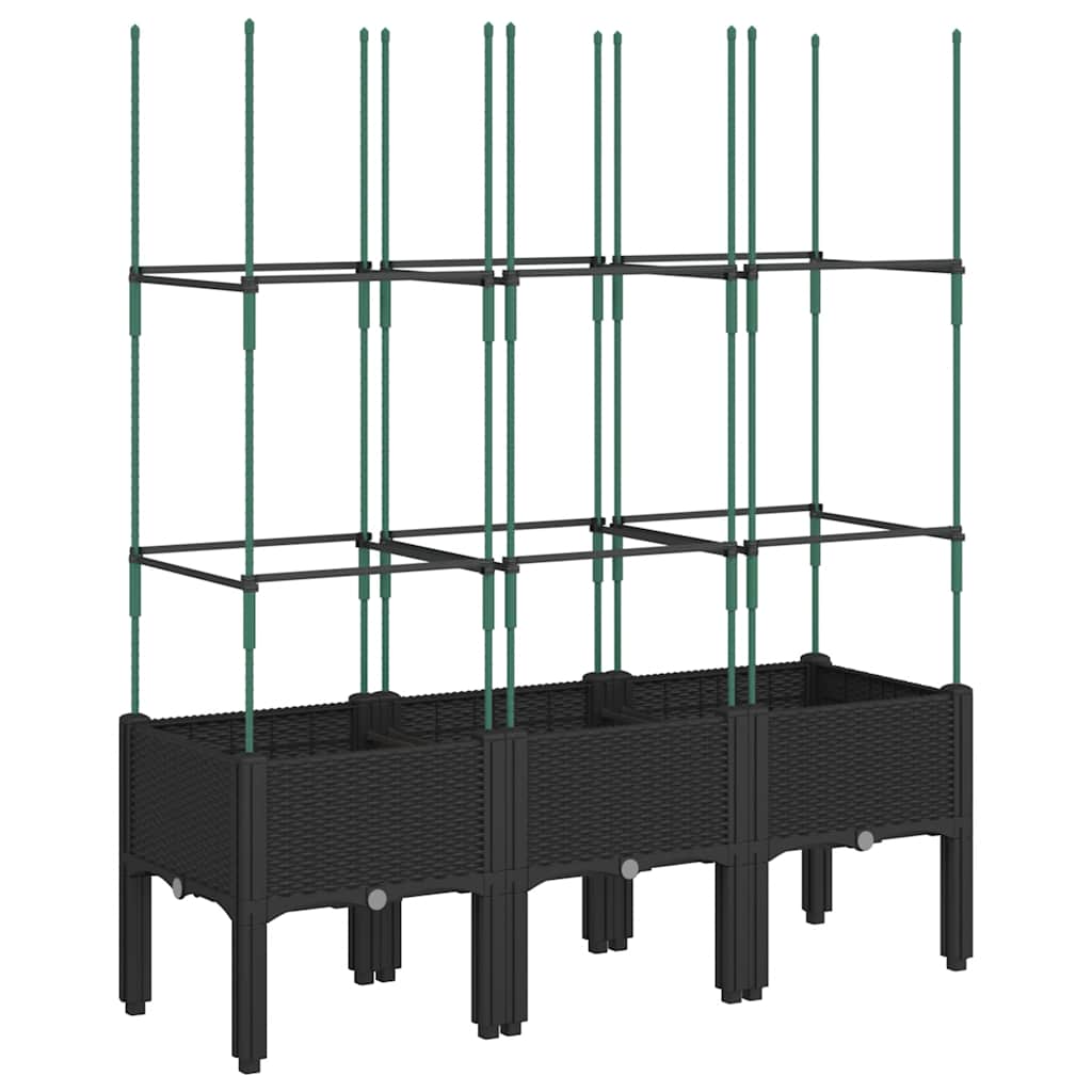 Vrtna sadilica s rešetkom crna 120 x 40 x 142,5 cm PP