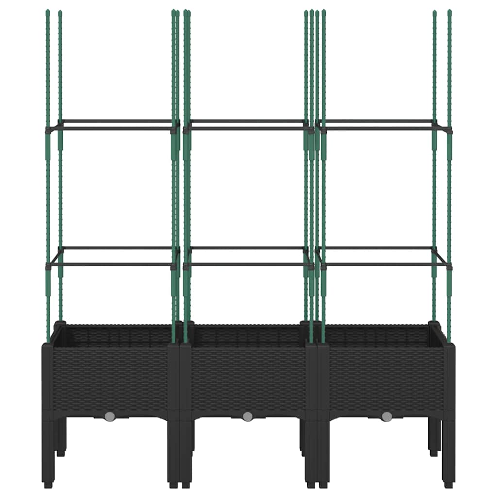 Vrtna sadilica s rešetkom crna 120 x 40 x 142,5 cm PP