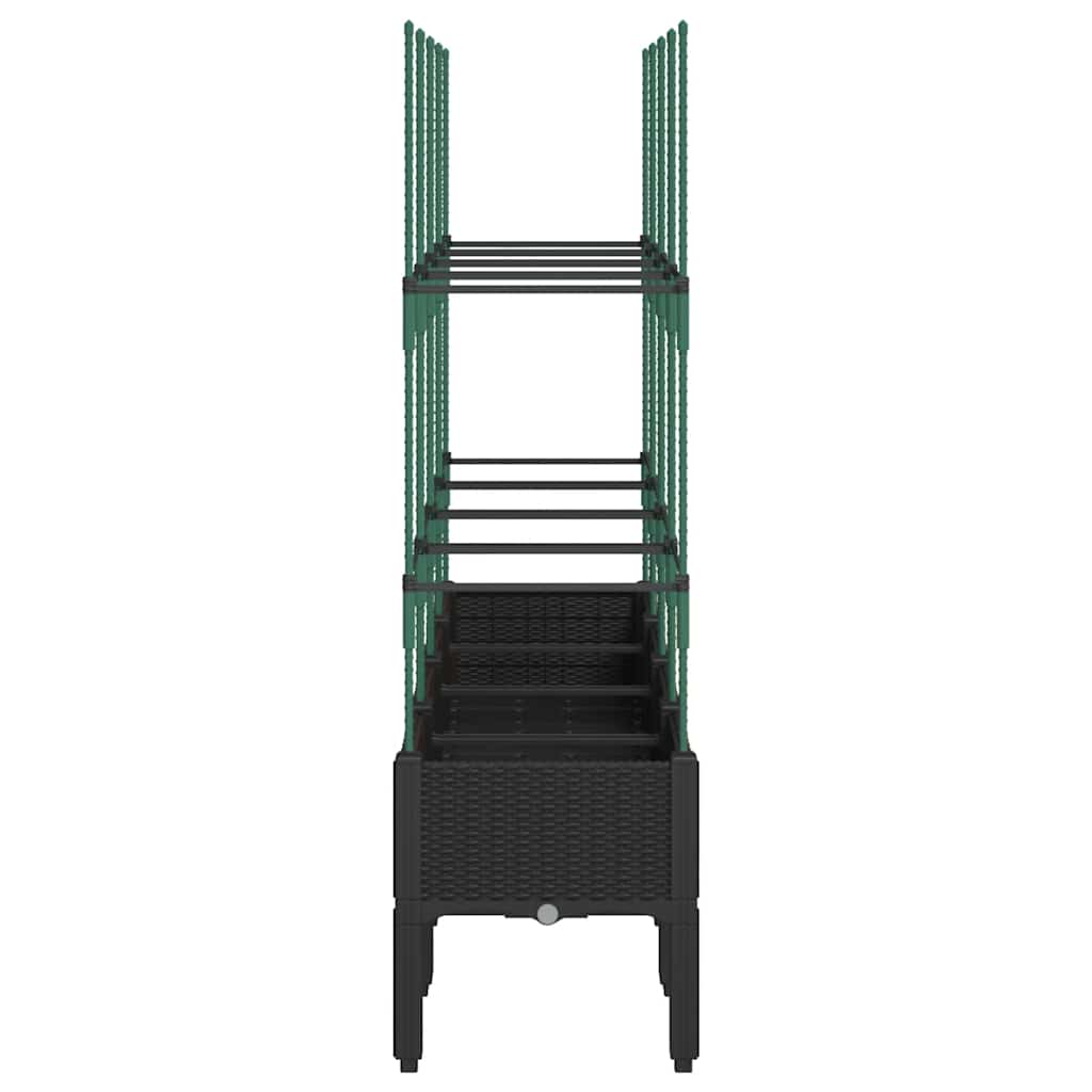Vrtna sadilica s rešetkom crna 160 x 40 x 142,5 cm PP
