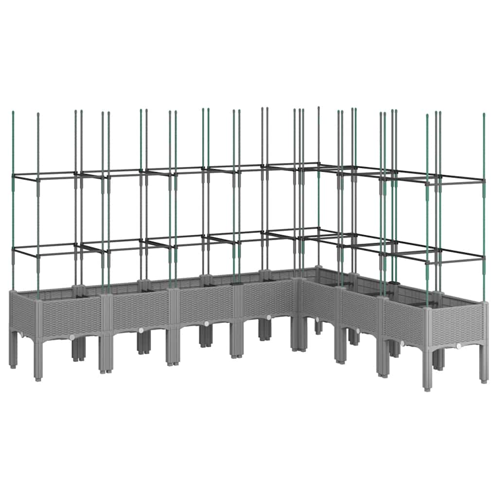 Vrtna sadilica s rešetkom svjetlosiva 200 x 160 x 142,5 cm PP
