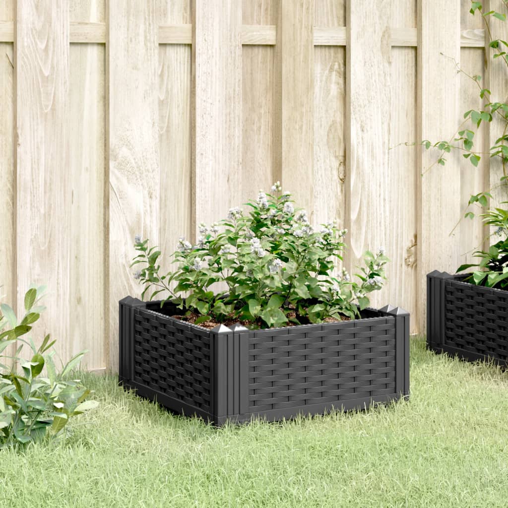 Vrtna sadilica s klinovima crna 42,5 x 42,5 x 28,5 cm PP