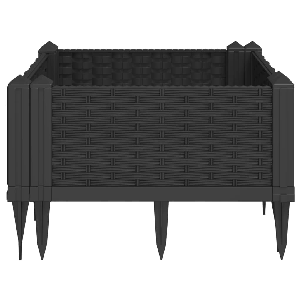Vrtna sadilica s klinovima crna 42,5 x 42,5 x 28,5 cm PP