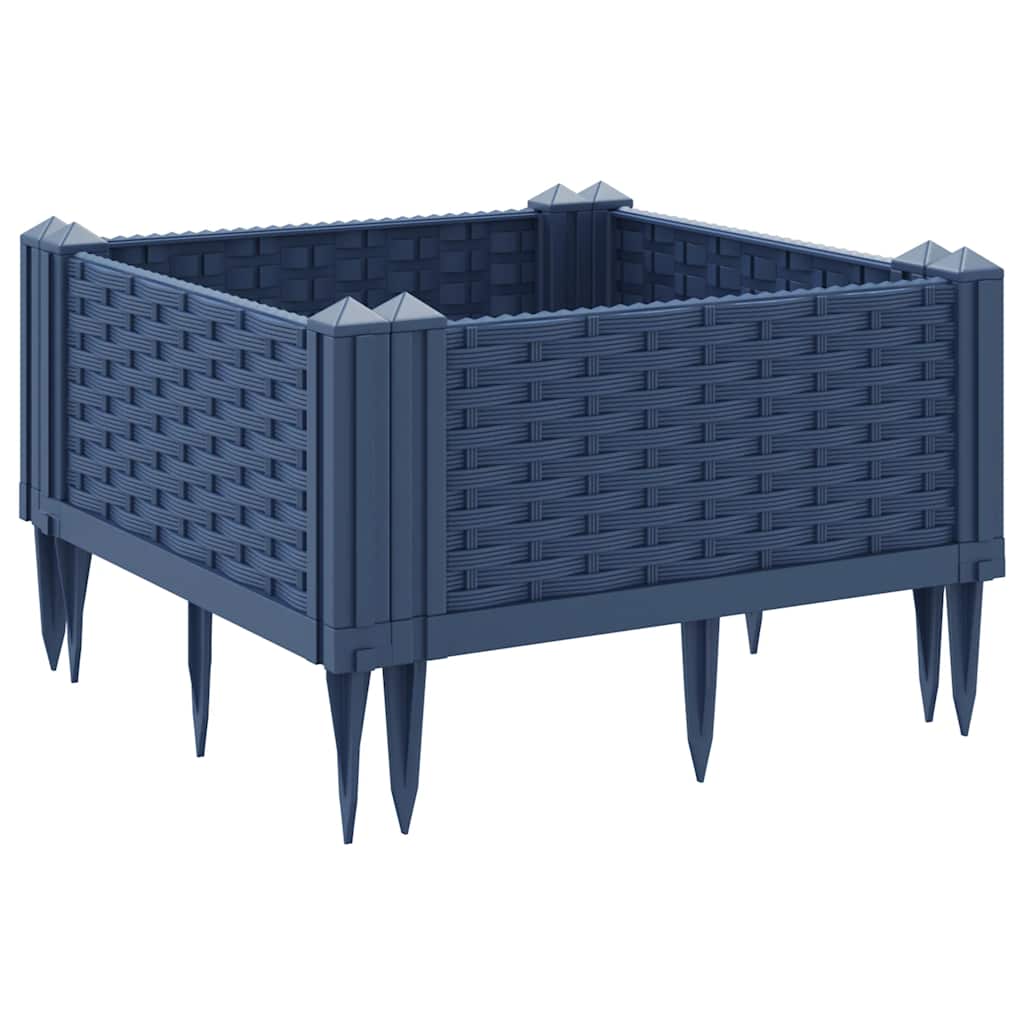 Vrtna sadilica s klinovima plava siva 42,5 x 42,5 x 28,5 cm PP