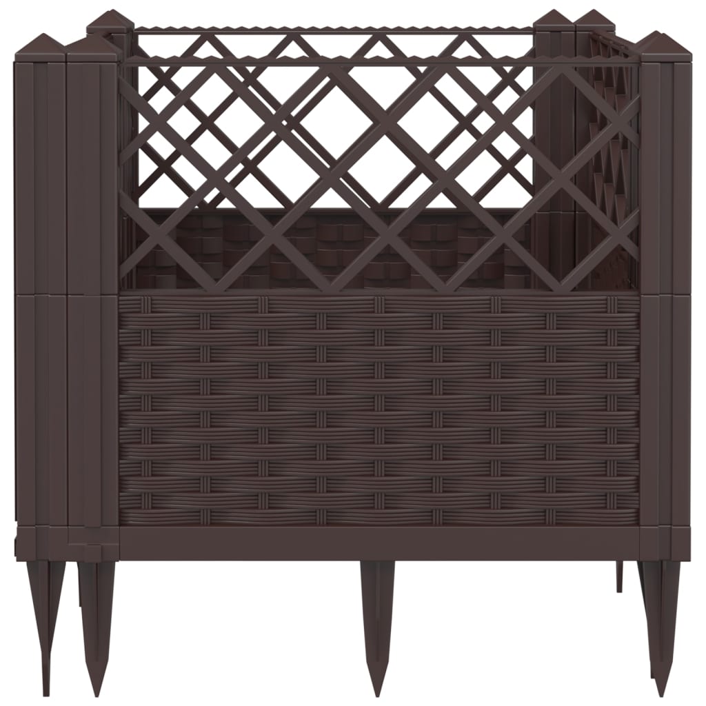 Vrtna sadilica s klinovima smeđa 43,5x43,5x43,5 cm PP