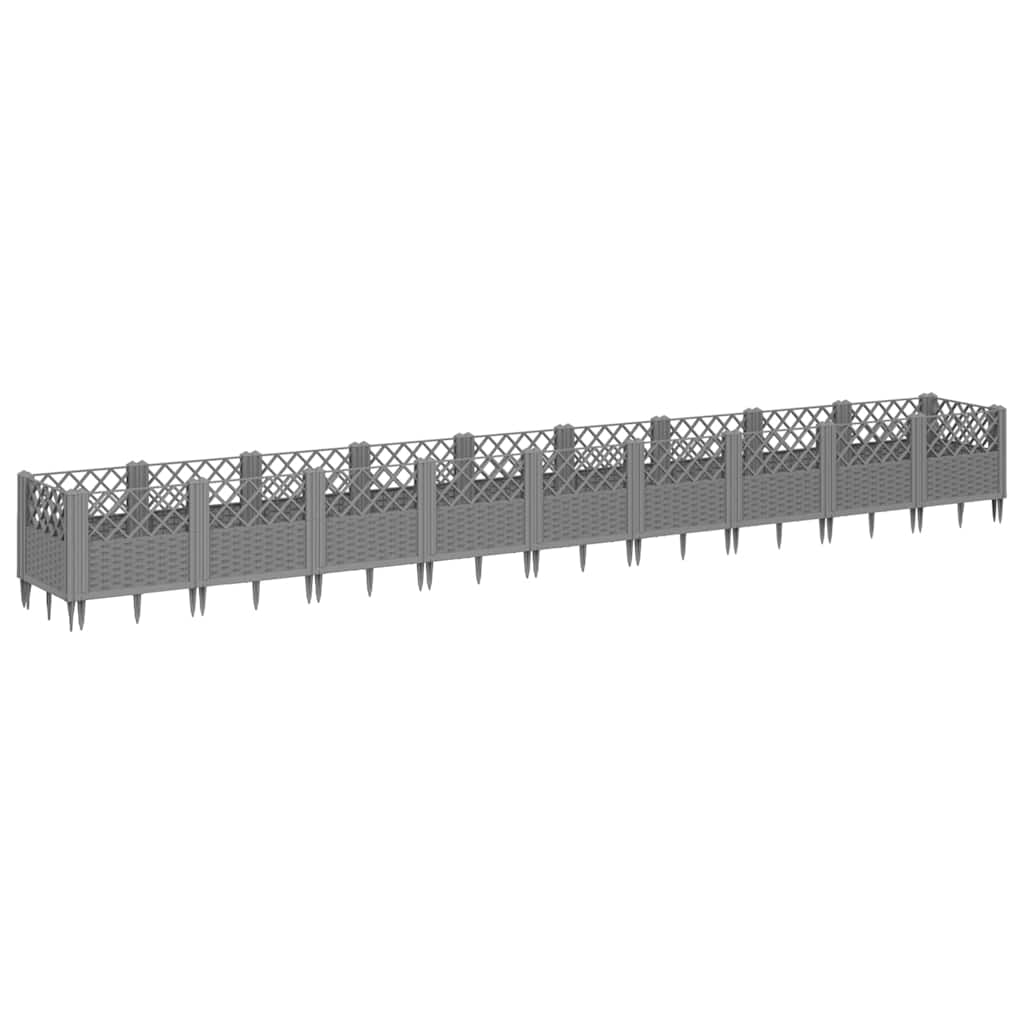 Vrtna sadilica s klinovima svjetlosiva 363,5x43,5x43,5 cm PP