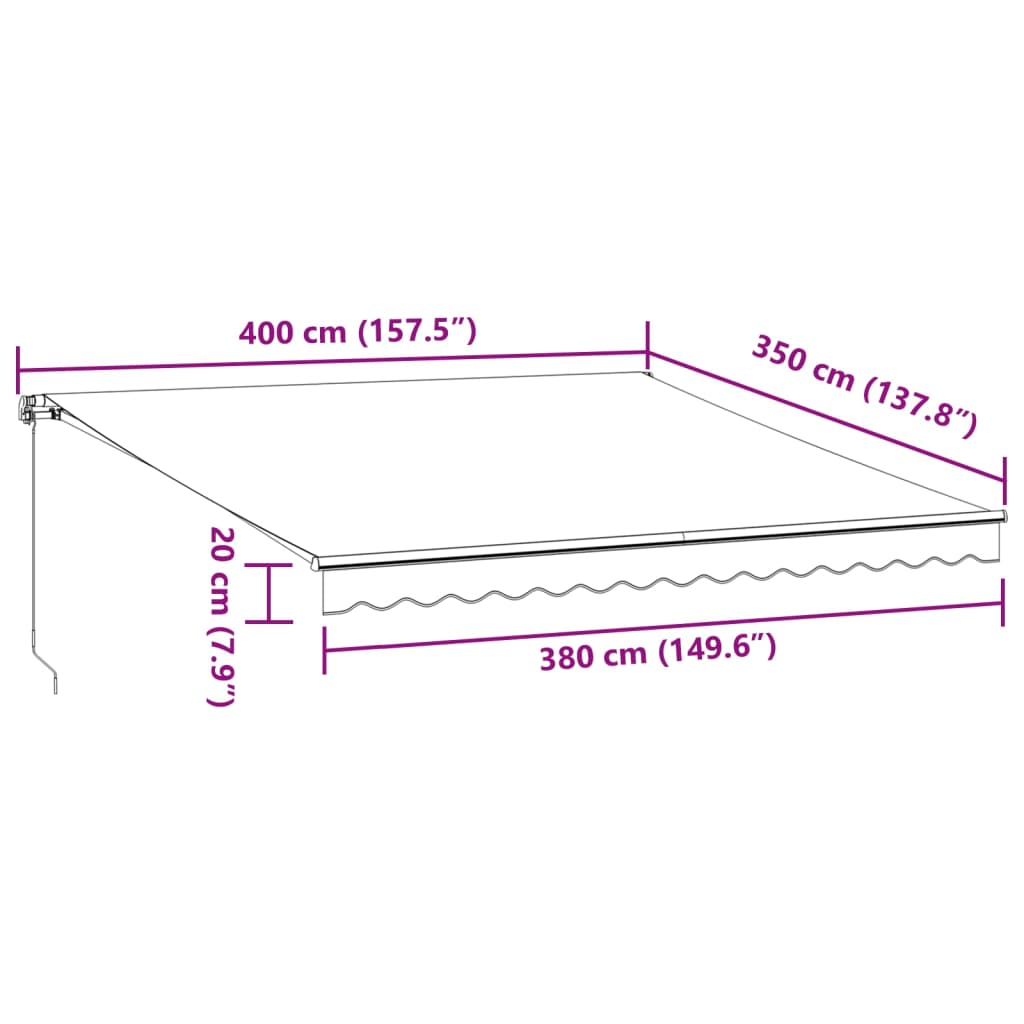 Tenda na automatsko uvlačenje s LED bordo 400x350 cm