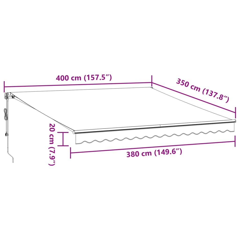 Tenda na automatsko uvlačenje bordo 400 x 350 cm