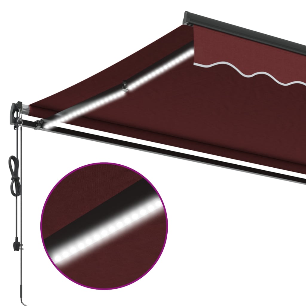 Tenda na automatsko uvlačenje s LED svjetlima bordo 400x350 cm