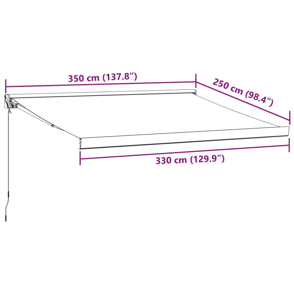 Tenda na ručno uvlačenje bordo 350 x 250 cm