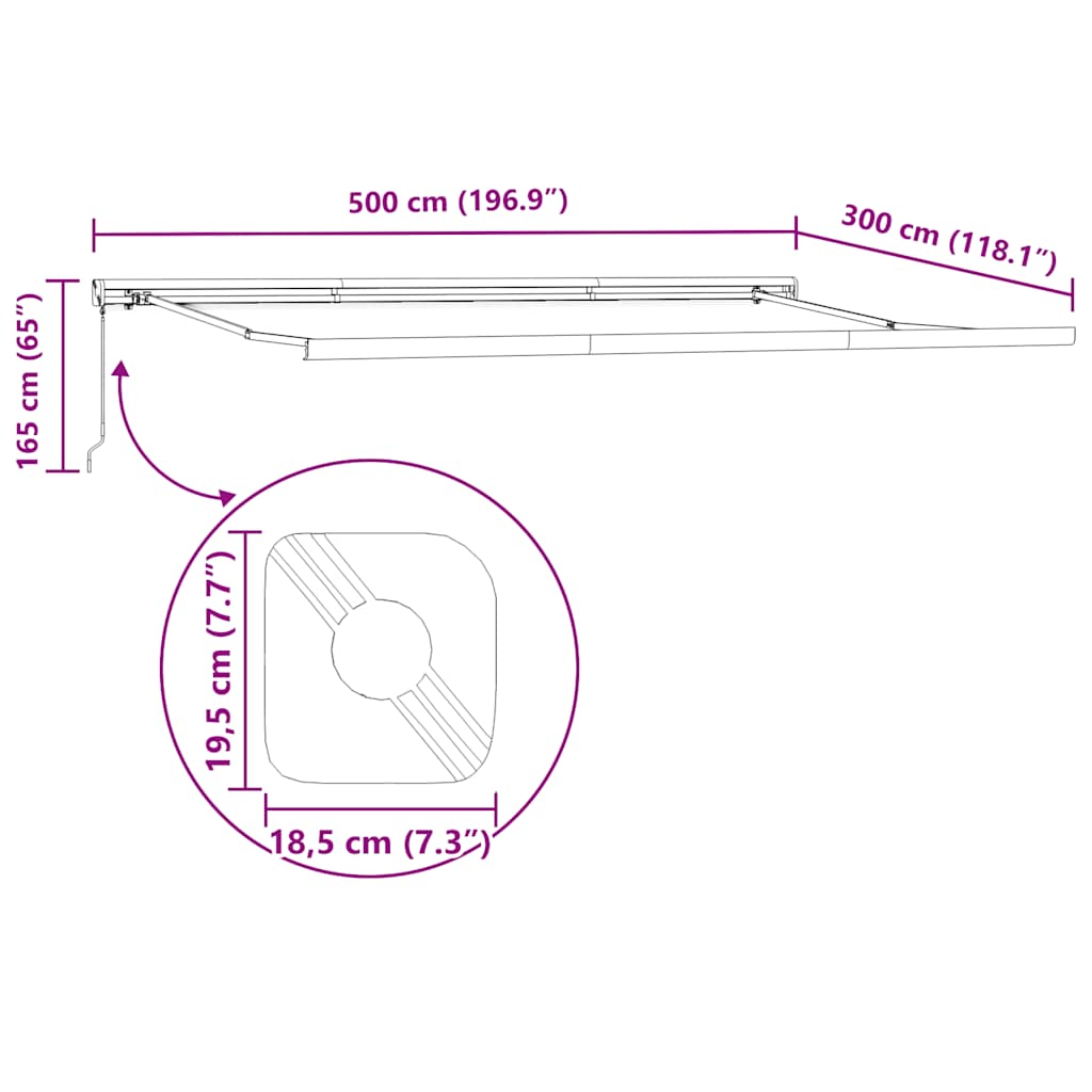 Tenda na automatsko uvlačenje bordo 300 x 250 cm