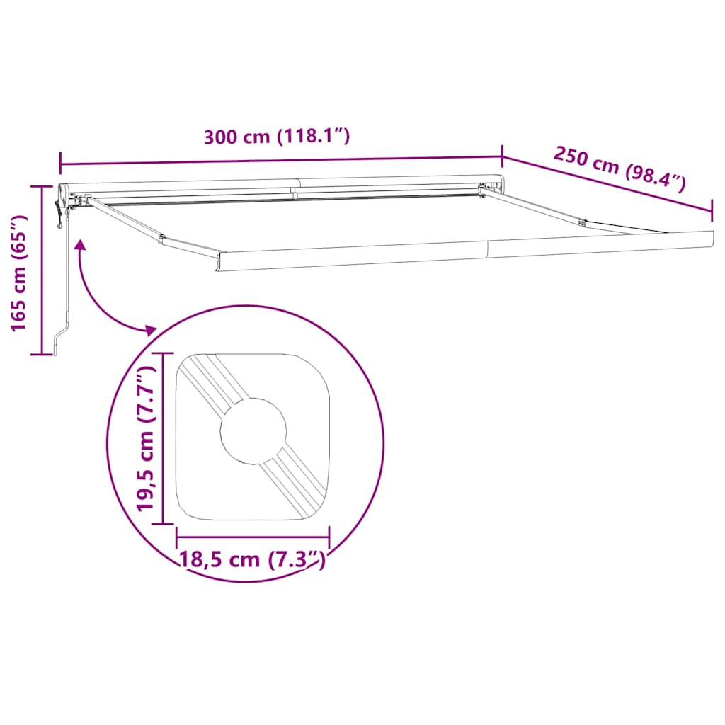 Tenda na automatsko uvlačenje bordo 400 x 300 cm