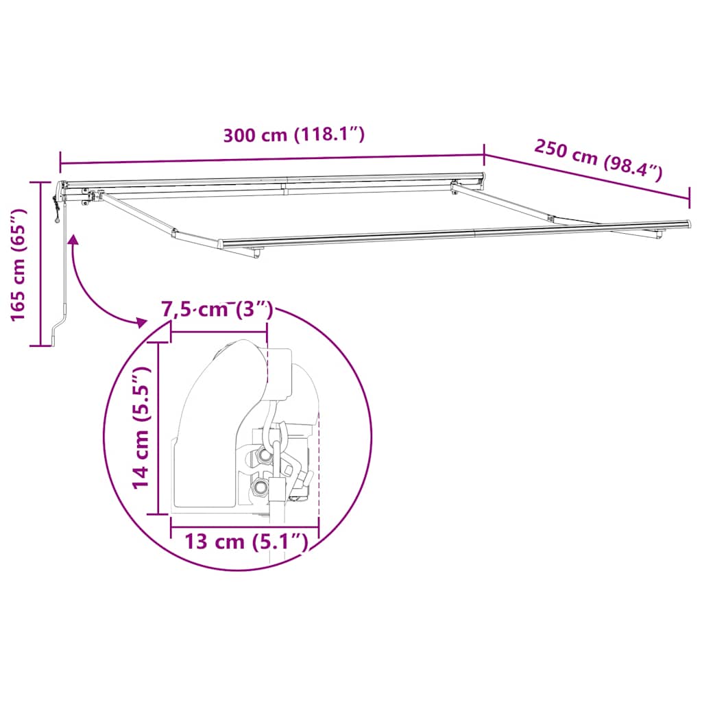 Tenda na automatsko uvlačenje smeđa 300 x 250 cm
