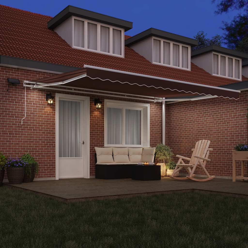 Tenda na ručno uvlačenje s LED smeđa 450 x 300 cm