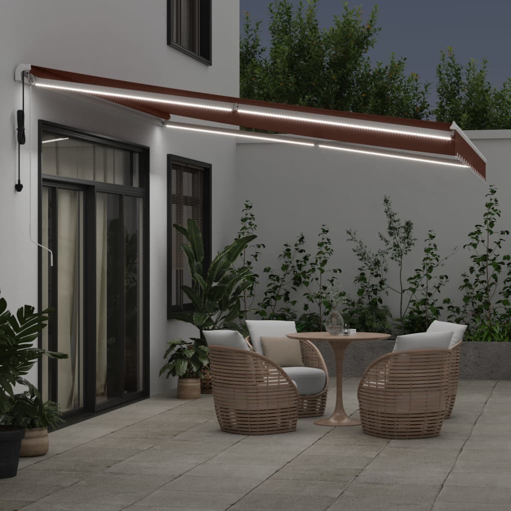 Tenda na automatsko uvlačenje s LED smeđa 400 x 350 cm
