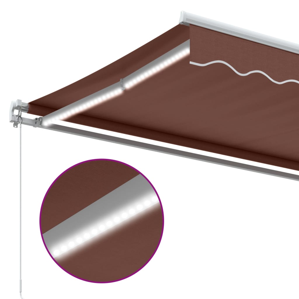 Tenda na ručno uvlačenje s LED smeđa 450 x 350 cm
