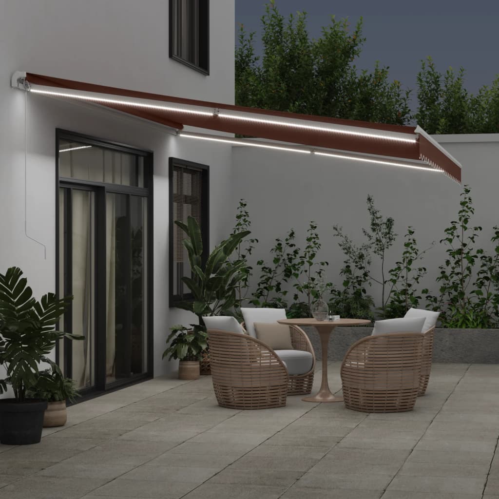 Tenda na ručno uvlačenje s LED smeđa 500 x 350 cm