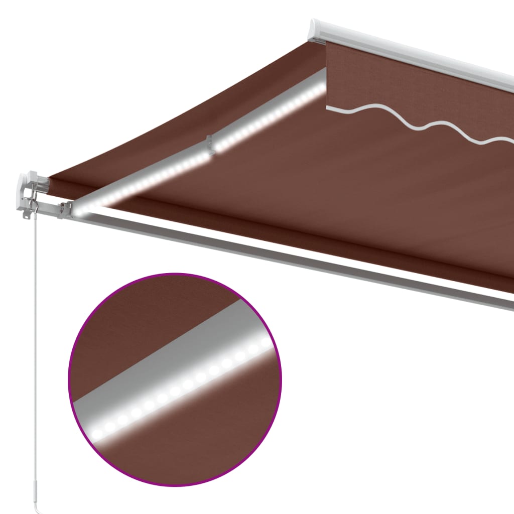 Tenda na ručno uvlačenje s LED smeđa 500 x 350 cm