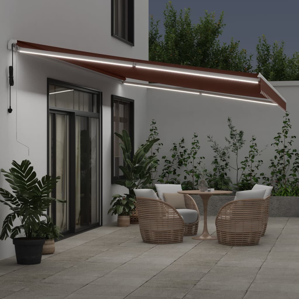 Tenda na automatsko uvlačenje s LED smeđa 600 x 350 cm