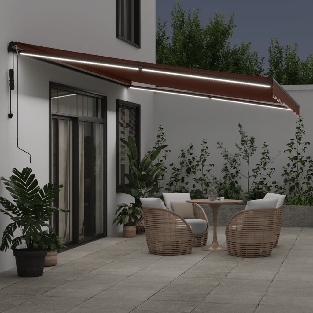 Tenda na automatsko uvlačenje s LED smeđa 600 x 350 cm