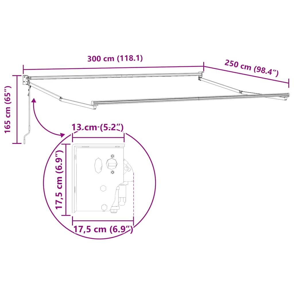 Tenda na automatsko uvlačenje smeđa 300 x 250 cm