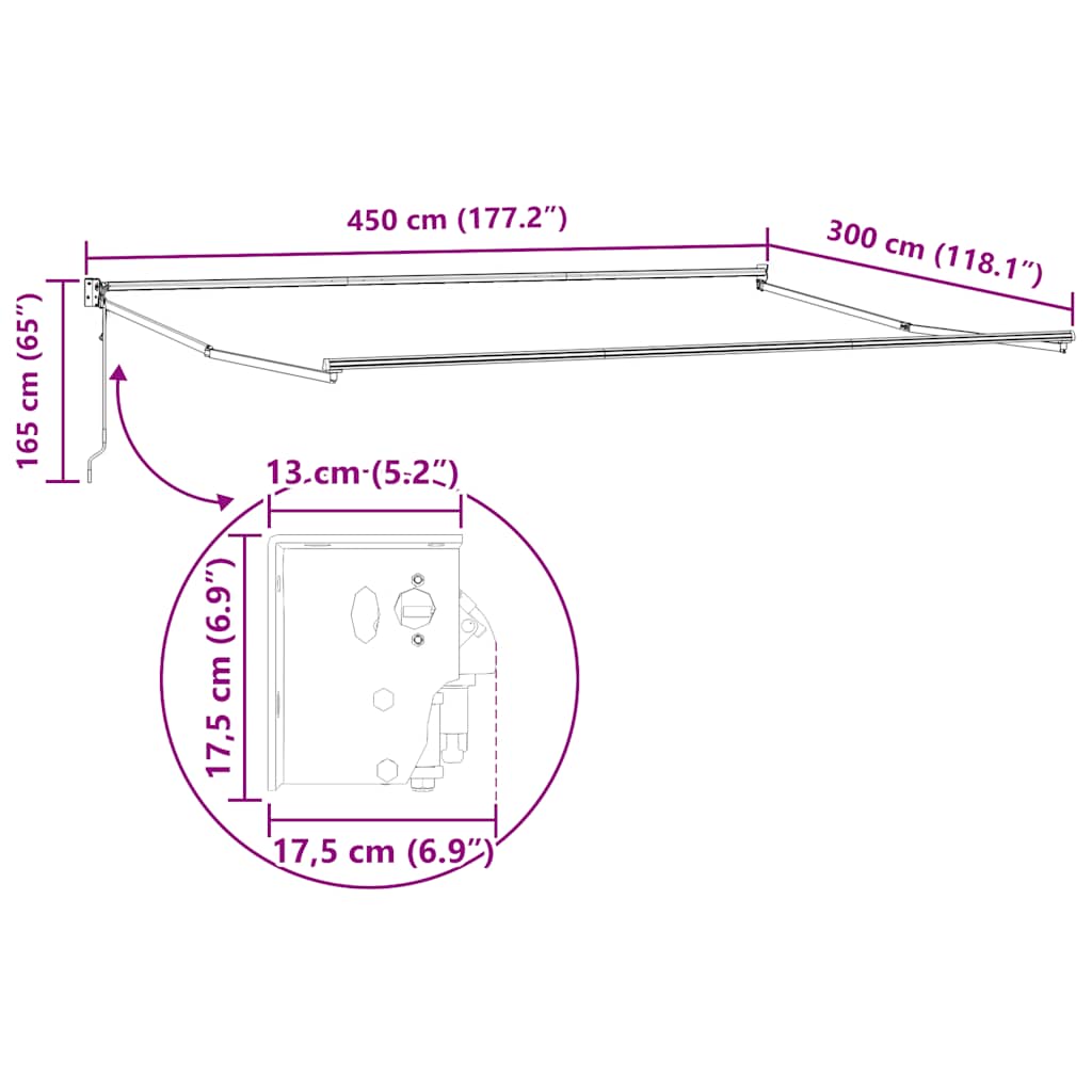 Tenda na automatsko uvlačenje smeđa 450 x 300 cm