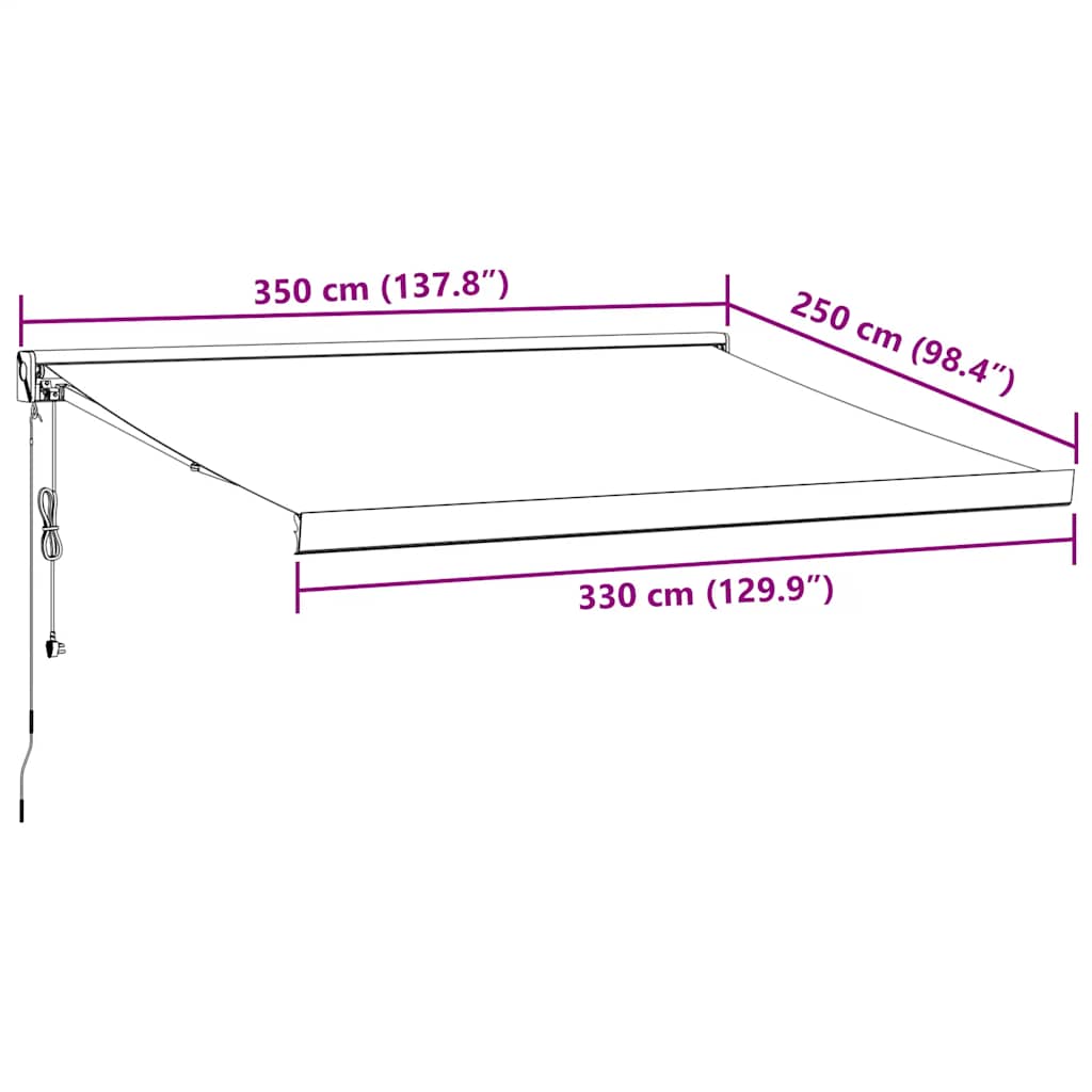 Tenda na automatsko uvlačenje smeđa 350 x 250 cm