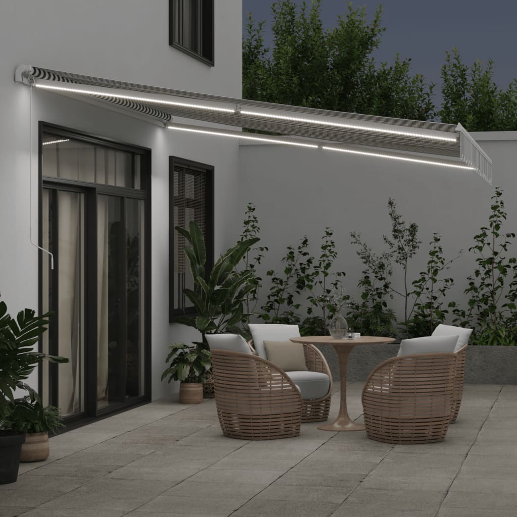 Tenda na ručno uvlačenje s LED antracit i bijela 400 x 350 cm