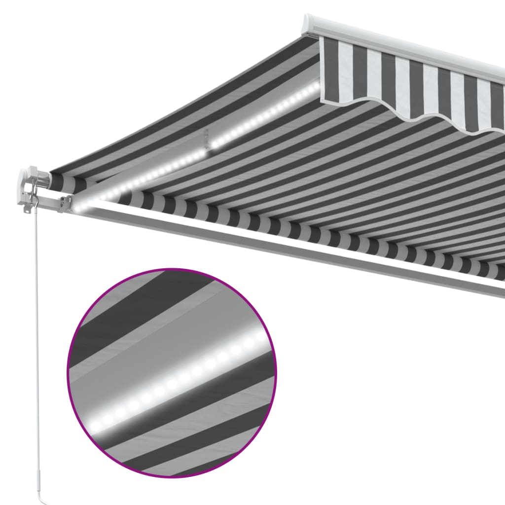 Tenda na ručno uvlačenje s LED antracit i bijela 400 x 350 cm