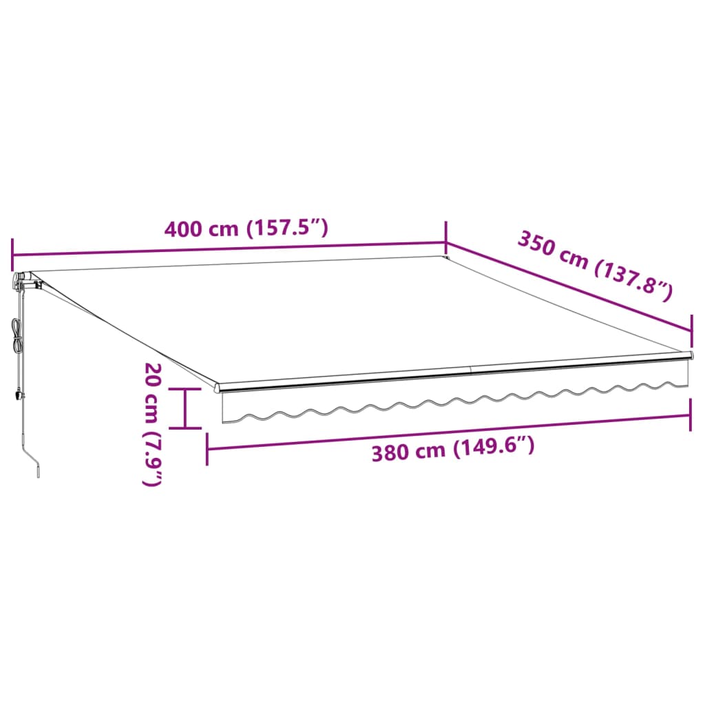 Tenda na automatsko uvlačenje antracit i bijela 400 x 350 cm