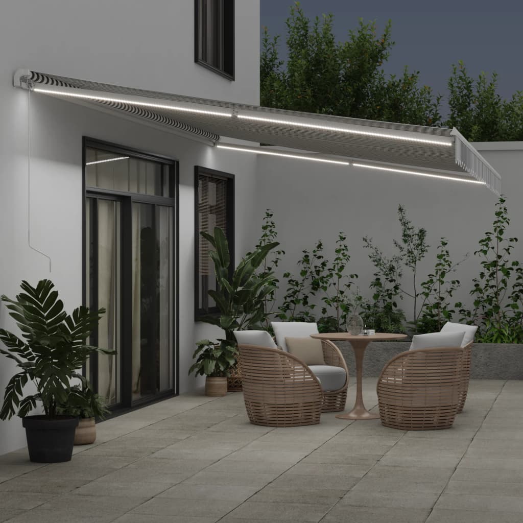 Tenda na ručno uvlačenje s LED antracit i bijela 600 x 350 cm