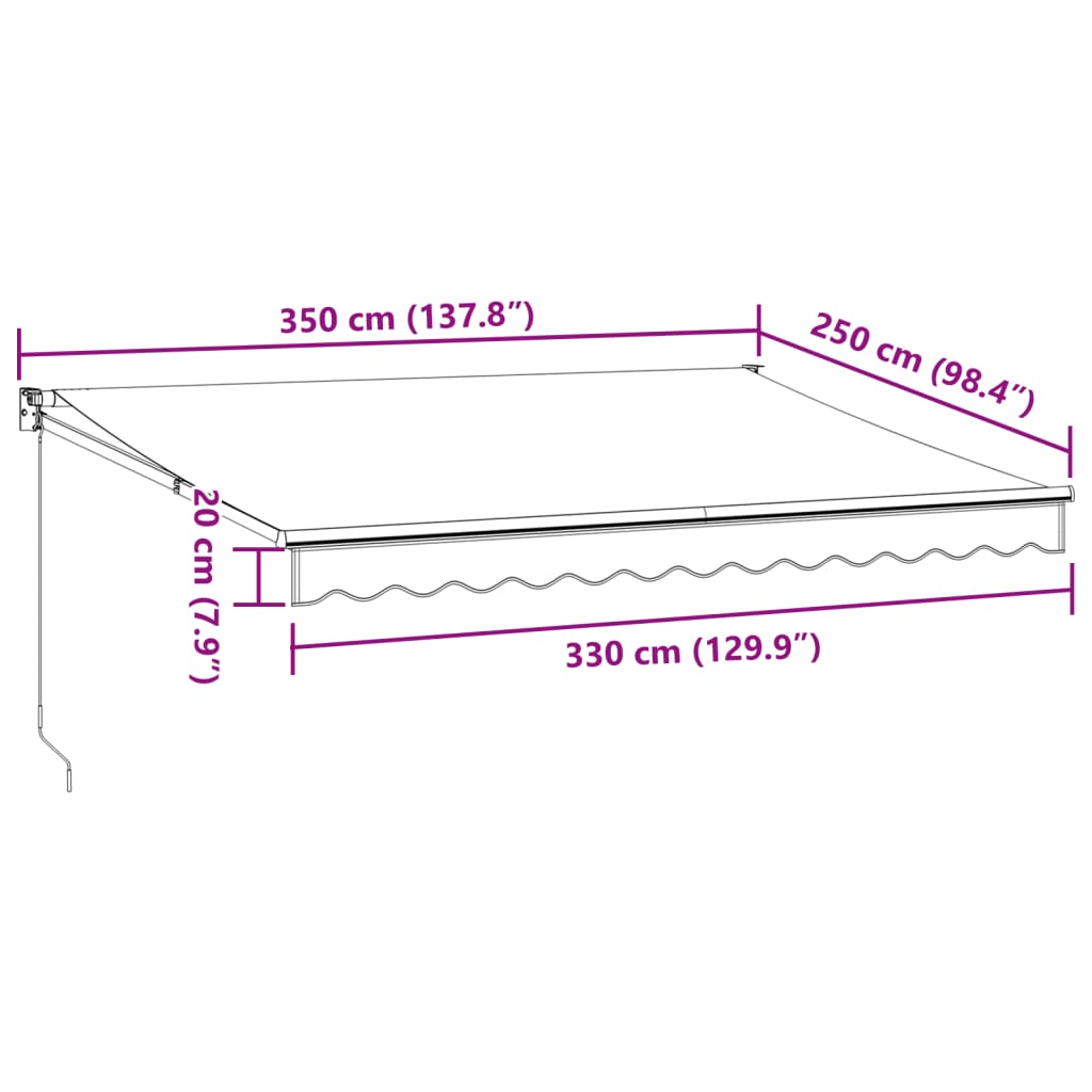 Tenda na uvlačenje antracit-bijela 3,5x2,5 m tkanina i aluminij