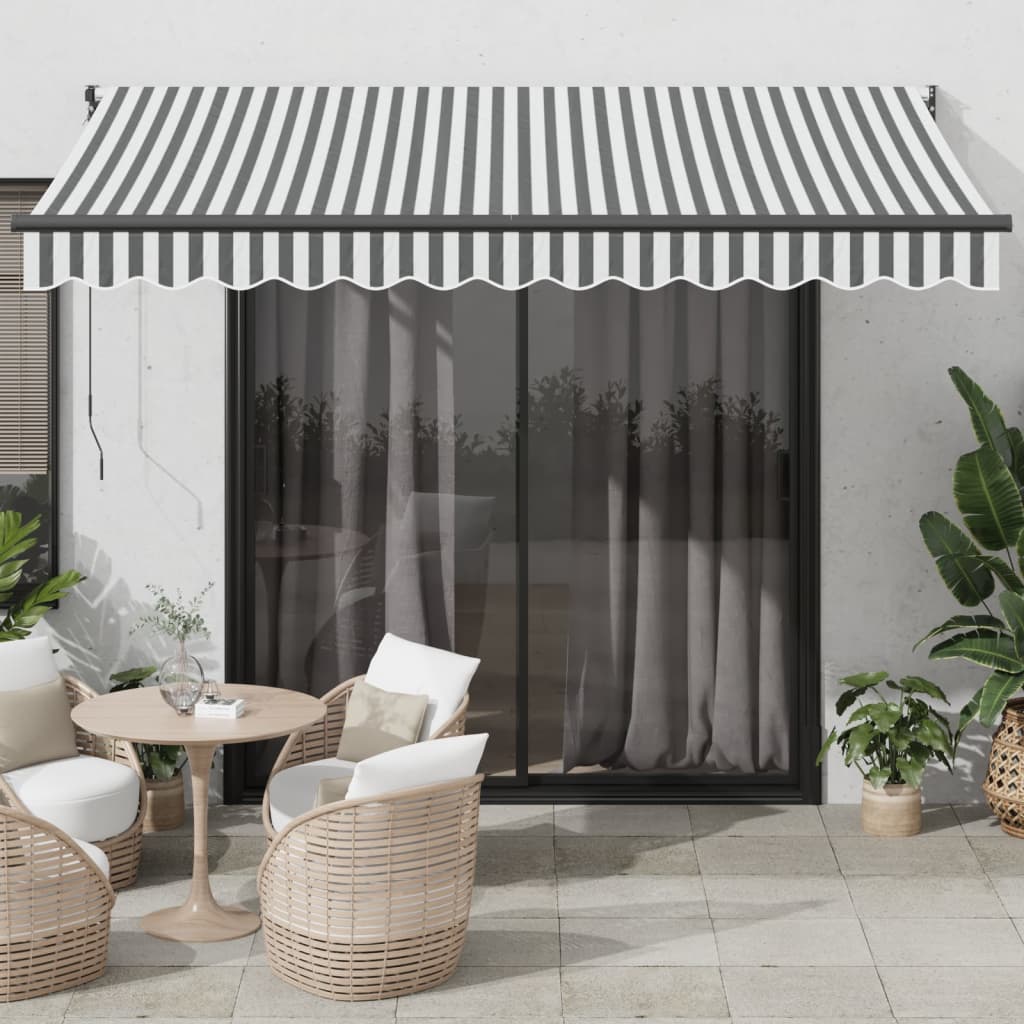 Tenda na uvlačenje antracit-bijela 3,5x2,5 m tkanina i aluminij